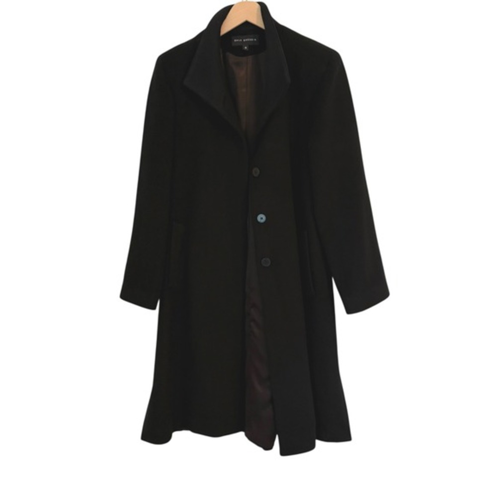 Vintage 90s Dale Dressin 100% Cashmere Coat Black Made in USA Minimalist Size 6